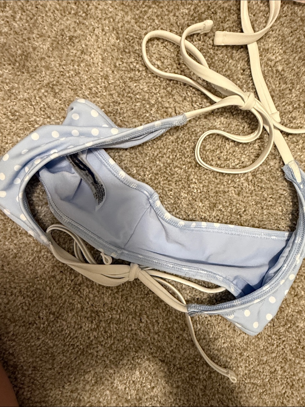Light Blue Polka Dot String Bikini Bottom - Picture 4 of 5